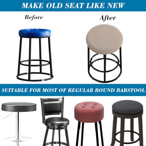 Stretch Round Bar Stool Covers Khaki 2 Pack - Universal Fit for 13-18" Chairs