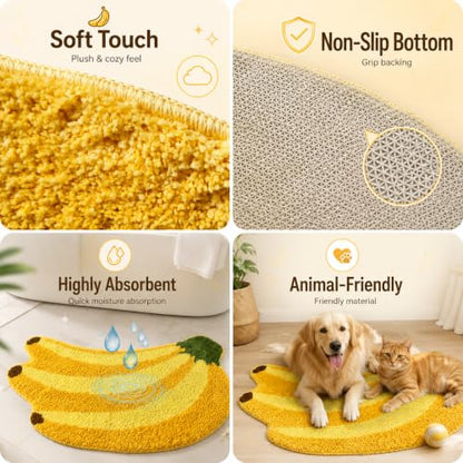 Banana Bathroom Rug - Cute Yellow Plush Non-Slip Bath Mat 31.5" x 19.7"