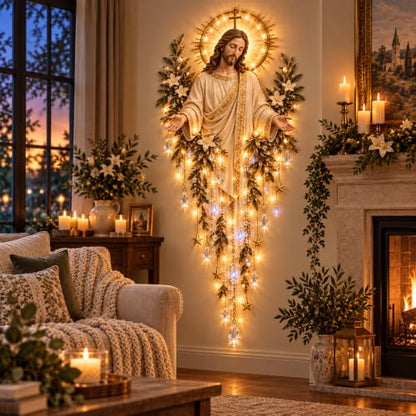 Lighted Nativity Wall Decor - Bethlehem Star of Faith with Manger Scene - Style C