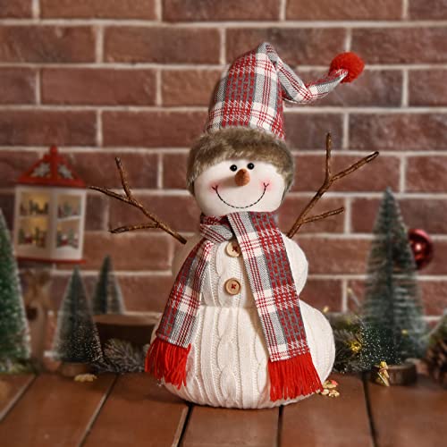 Christmas Snowman Indoor Decor 20 Inch Plush Handmade Gift White Snowman