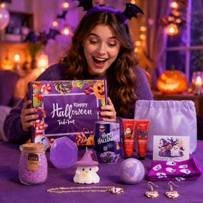Halloween Gift Basket for Women - 13 Pcs Spooky Holiday Gift Set