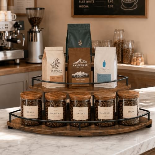 Corner Liquor Bottle Display Shelf - 3-Tier Coffee Syrup Organizer