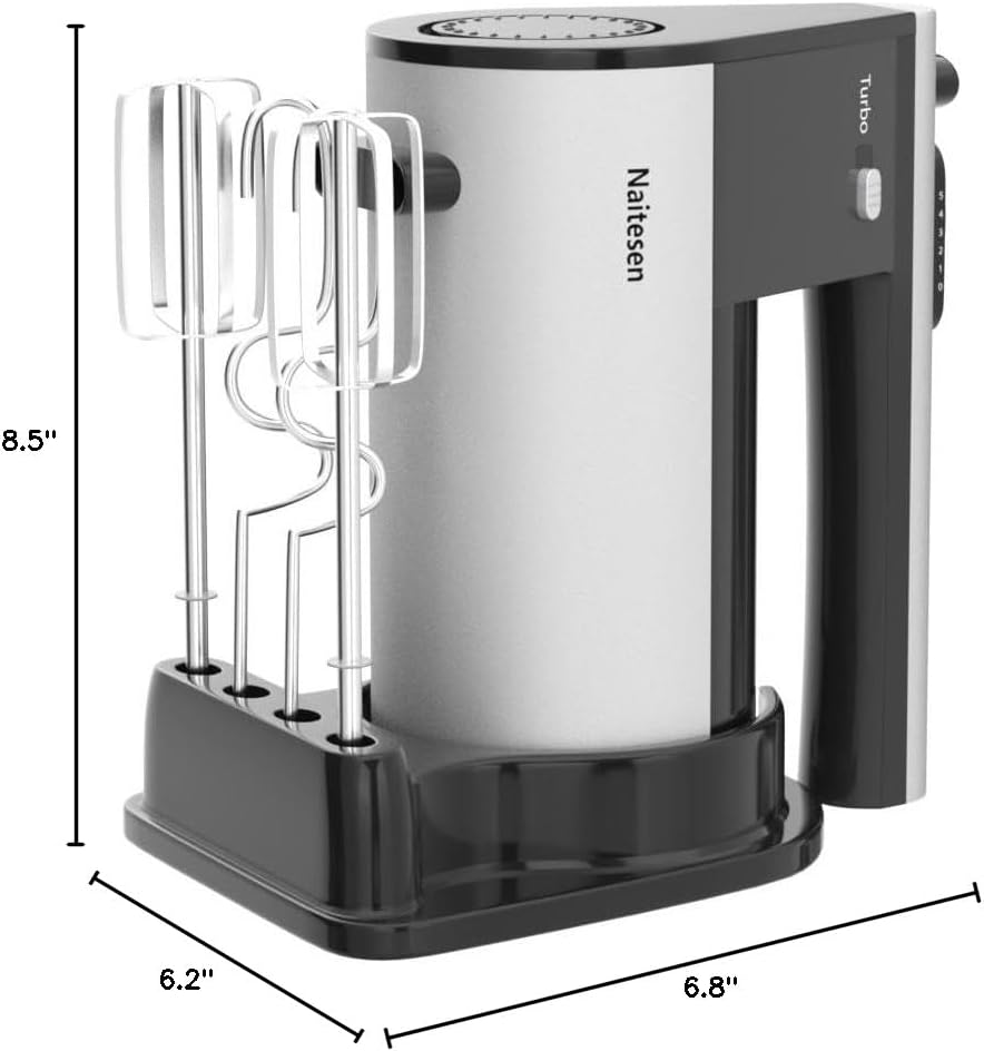 Skiennix 600W Electric Hand Mixer - 10 Speed Powerful Kitchen Mixer with Turbo | Lightweight, Includes Beaters & Dough Hooks
