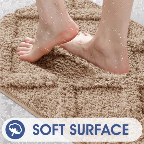 Bathroom Rugs Set 3 Piece Non-Slip Microfiber Bath Mat - Brown, 24x17 + 48x20 + U Shape 24x20