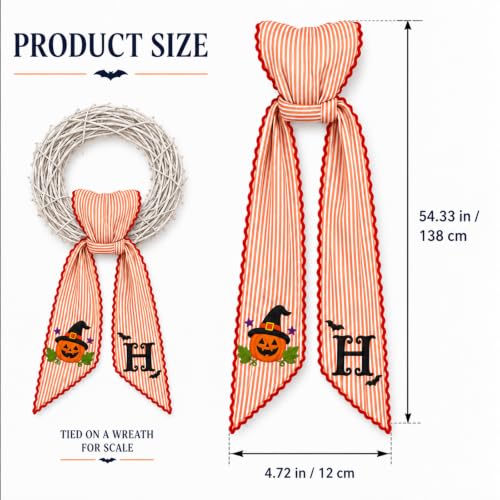 Personalized Halloween Fall Wreath Sash with Embroidery - Color Variation