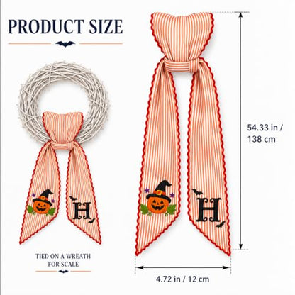 Personalized Halloween Fall Wreath Sash with Embroidery - Color Variation