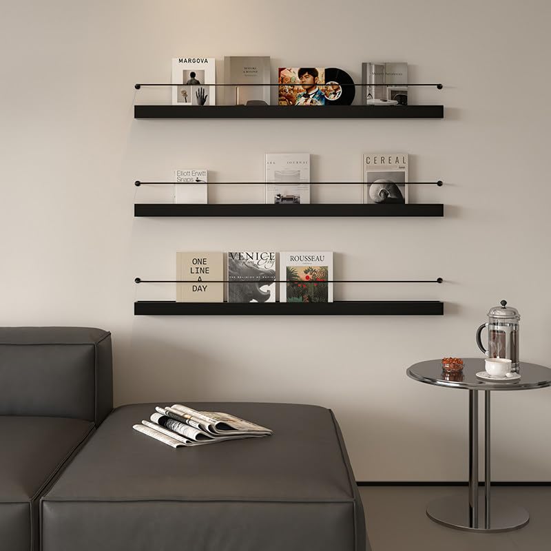 80cm Wall Magazine Rack Stand for Home & Office Decor, Metal Organizer Shelf
