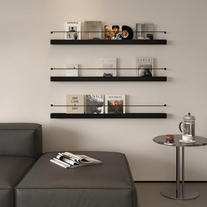 80cm Wall Magazine Rack Stand for Home & Office Decor, Metal Organizer Shelf