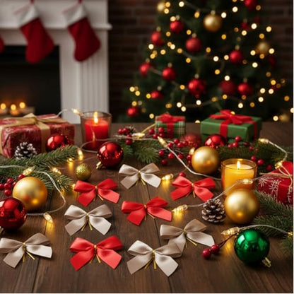 48 Pcs Christmas Ribbon Bows for Gift Wrap & Holiday Decor