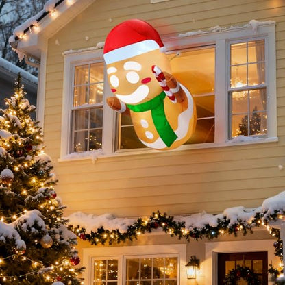 Inflatable Gingerbread Man Christmas Decor with LED Lights - 3.5FT Yard & Window Holiday Decoration