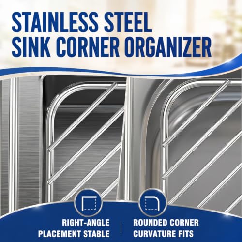 Stainless Steel Corner Sink Shelf with Wire Rack - Space Saving Kitchen Organizer