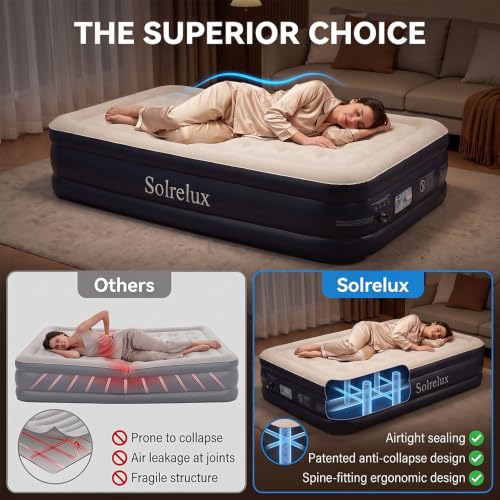 18 Inch Twin Air Mattress with Built-In Pump, Rapid Inflatable, Foldable Bed for Home Camping Guests