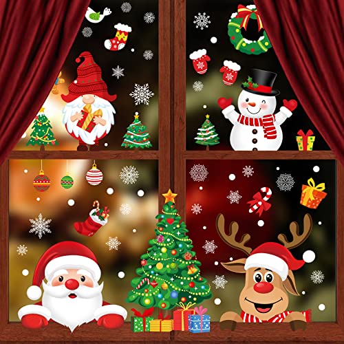 Christmas Window Clings 245pcs Holiday Decor Reusable Double-Sided Stickers