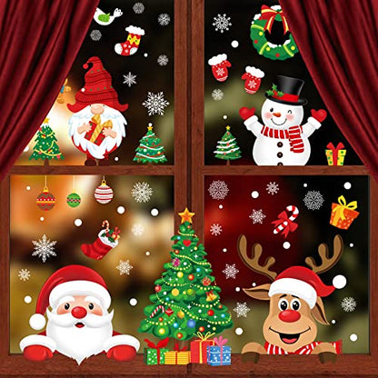 Christmas Window Clings 245pcs Holiday Decor Reusable Double-Sided Stickers