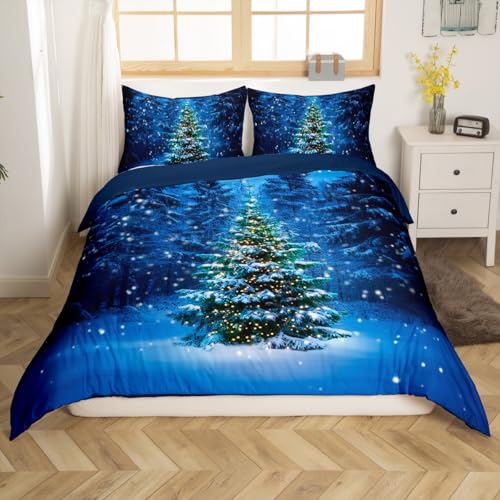 Christmas Tree Bedding Duvet Cover Queen Size Santa Scene Microfiber Quilt Cover Pattern 10