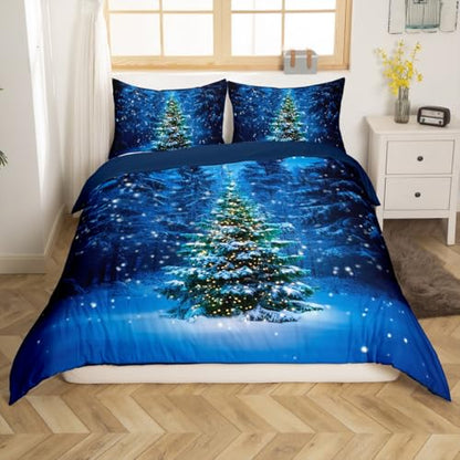 Christmas Tree Bedding Duvet Cover Queen Size Santa Scene Microfiber Quilt Cover Pattern 10