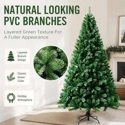 8 Ft Green Artificial Christmas Tree with Hinged Branches, Bag & Gloves - Variation of THIS listing