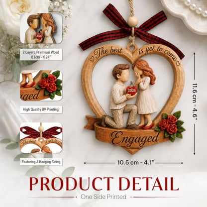 Just Engaged 2026 Flat Engagement Ornament - Romantic Couple Keepsake