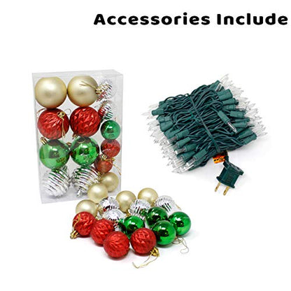 3.6FT Artificial Christmas Tree with 150 Warm Lights & Ornaments - Indoor & Outdoor Holiday Decor