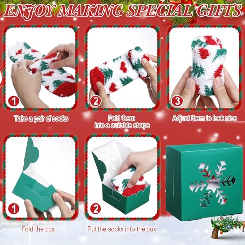 48 Pairs Christmas Fuzzy Socks in Gift Boxes with Window - Holiday Gift Set