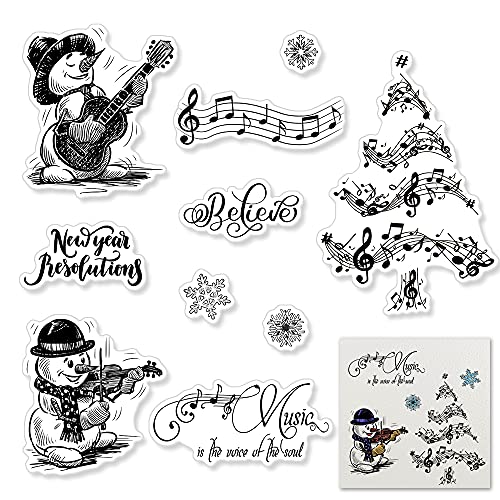 Music Tree Snowman Christmas Clear Stamps for Card Making DIY Holiday Craft