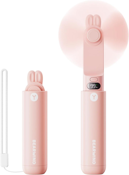 Skiennix Portable Handheld Mini Fan - 2-in-1 Rechargeable Fan with Digital Display | Perfect for Travel & Makeup (Pink)