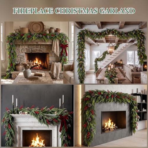 9FT Realistic Cedar Garland Christmas Decor for Mantle & Home