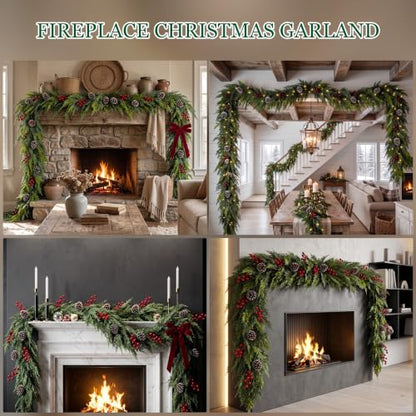 9FT Realistic Cedar Garland Christmas Decor for Mantle & Home