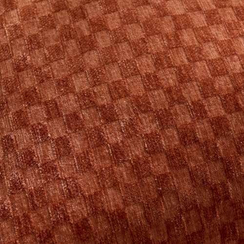 Burnt Orange Chenille Check Throw Pillow Covers Set of 2 20x20 Inch for Farmhouse & Boho Decor