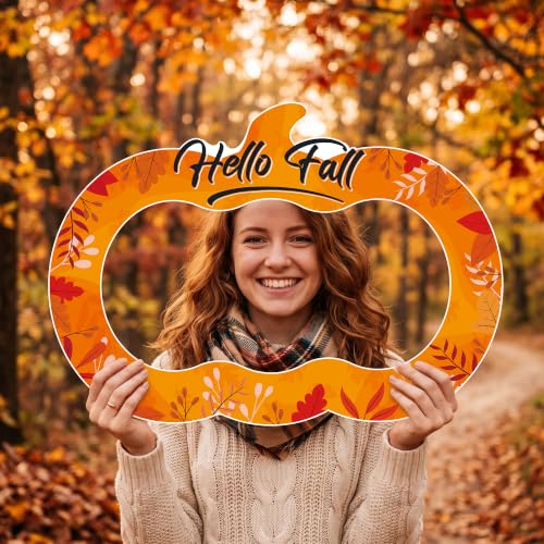 Fall Photo Props Set with Pumpkin Frame - 36 Pieces Fall Festival Decorations