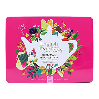 Organic Tea Gift Set - Assorted Flavors in Recyclable Tin, 36 Tea Bags