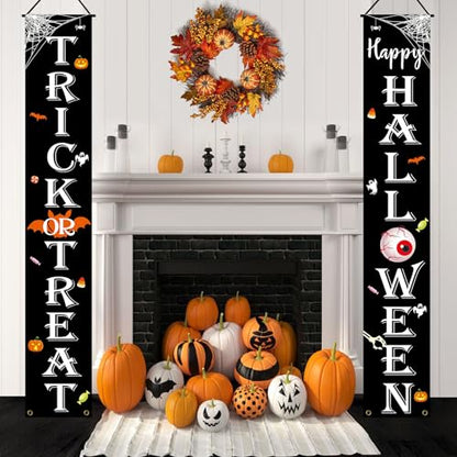 Halloween Decorations Outdoor Banner Trick or Treat Happy Halloween Porch Sign Festive Wall Decor