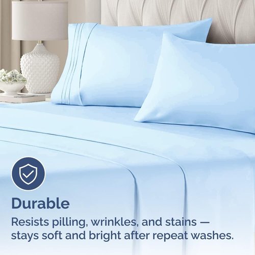 King Standard Pillow Cases - Soft Hotel Quality Covers for Comfy Bedding | Set of 4 Light Blue