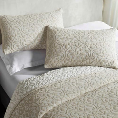 Queen Cotton Blend Coverlet - Decorative Bed Spread, Vineyard Collection, Beige