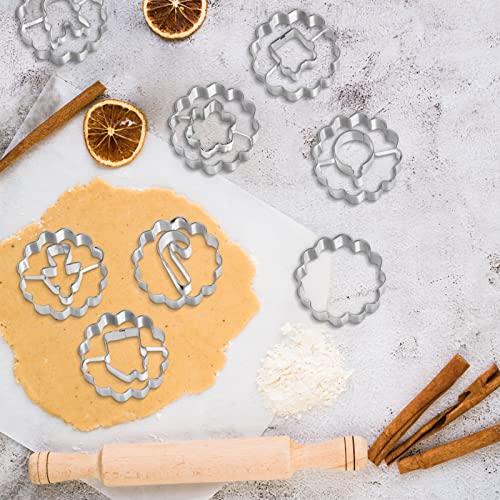 Christmas Metal Cookie Cutters Set - 12 Designs including Wreath Gingerbread Snowflake Deer