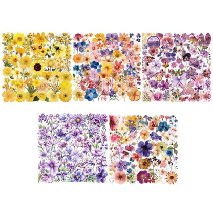 200 Pcs Waterproof Dried Flower Stickers for Scrapbooking & Resin Art