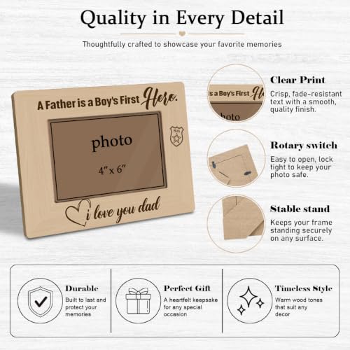 Father Pop Pop Picture Frame for 4x6 Photos Rustic Wooden Keepsake - Father03