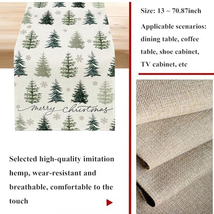 Christmas Table Runner Snowflake Snow Tree Holiday Decor 13x72