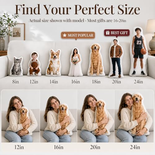 Personalized Face Pillow Custom Shaped Pet & Photo Pillow with Variation - White Rainbow Blue Yellow Black Heart