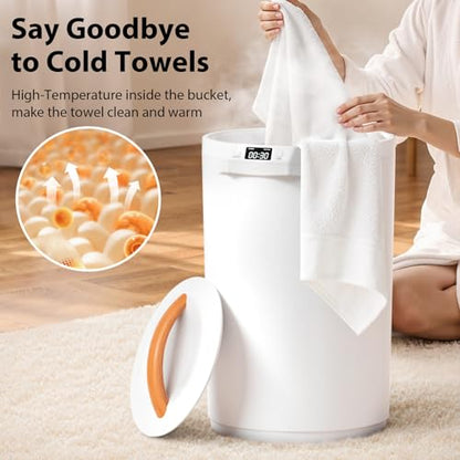 White 20L Large Towel Warmer with LCD Timer & Auto Shut Off - Bathroom Spa Heating