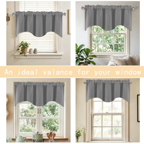Grey Scalloped Edge Window Valance 42x18 Inches - Pack of 1