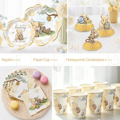 Classic Bear Baby Shower Decorations Set for 25 Guests - Gender-Neutral