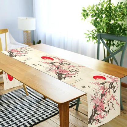 Double-Sided Cherry Blossom Table Runner 18x72 Inches for Wedding & Home Decor