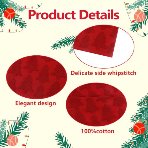 Christmas Hand Towels Set - Red Tree Pattern, 2 Pack, Cotton Bathroom Decor