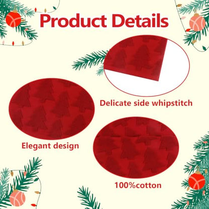 Christmas Hand Towels Set - Red Tree Pattern, 2 Pack, Cotton Bathroom Decor