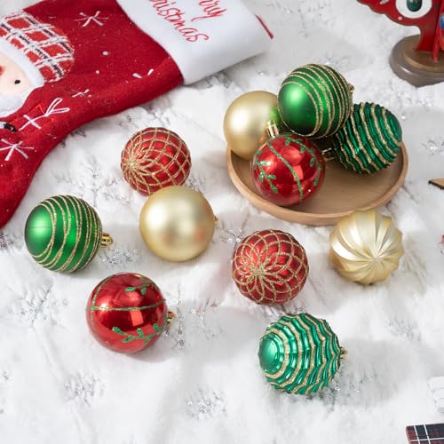 100Pcs Shatterproof Christmas Ornaments Set - Gold, Red & Green Holiday Decorations