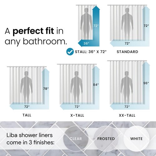 LiBa Bathroom Shower Curtain - Waterproof Plastic Shower Curtain Premium PEVA Non-Toxic with Rust Proof Grommets Clear 10G Heavy Duty Bathroom Accessories 36x72