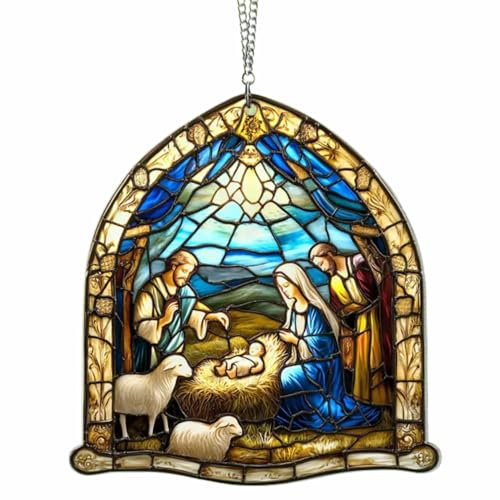 Jesus Nativity Ornaments Holy Family Window Hanging - Christmas Decorations