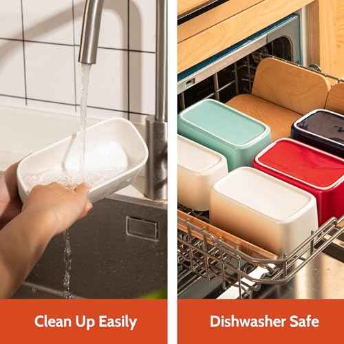 Sweese Large Butter Dish - Airtight Butter Keeper Holds Up to 2 Sticks of Butter - Porcelain Container with Beech Wooden Lid, White