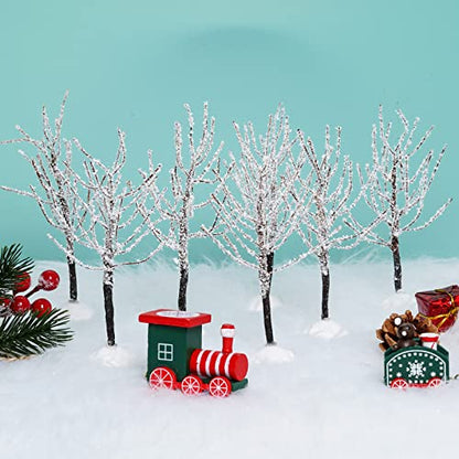 Mini Christmas Village Decor Trees Snow Covered Set - 7 Pieces, Var of THIS listing